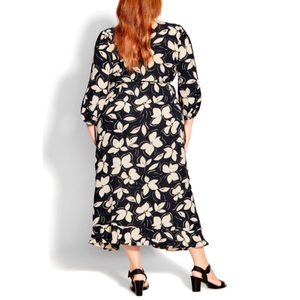 EVANS 30/32W Molly 3/4 Sleeves Wrap Maxi Dress CC03.5 - Picture 2 of 7